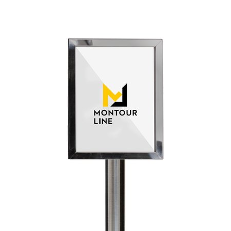 MONTOUR LINE SignFrame Floor Standing 8.5x11V Satin Steel LINE FORMSHERE FSE200-8511-V-SS-LINEFORMSHERE